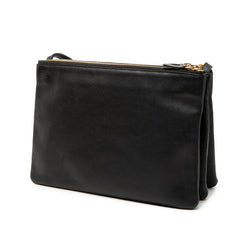 セリーヌ トリオ 斜め掛け ショルダーバッグ ブラック レザー レディース CELINE 【中古】