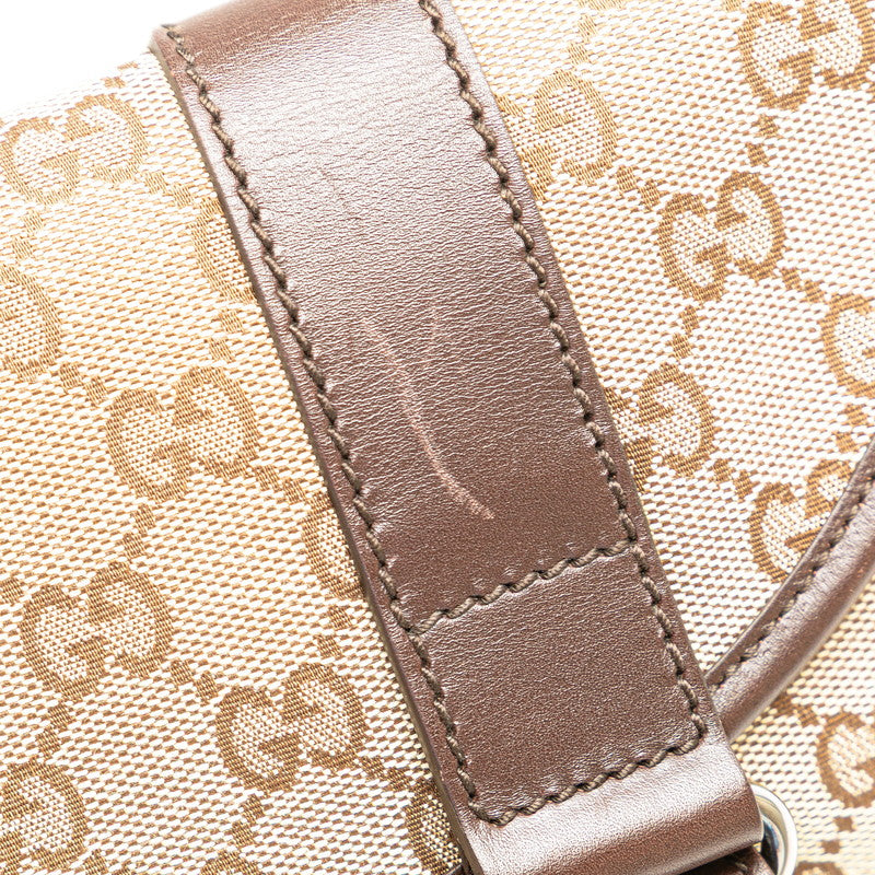 グッチ GGキャンバス ウエストバッグ ボディバッグ 145851 ベージュ ブラウン キャンバス レザー レディース GUCCI 【中古】