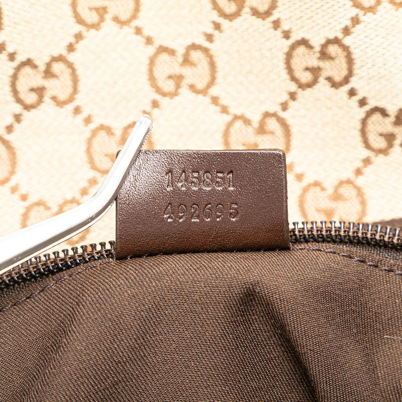 グッチ GGキャンバス ウエストバッグ ボディバッグ 145851 ベージュ ブラウン キャンバス レザー レディース GUCCI 【中古】
