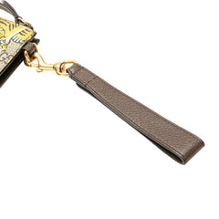 グッチ GGスプリーム タイガー 虎 クラッチバッグ 451473 ブラウン グリーン イエロー PVC レザー レディース GUCCI 【中古】