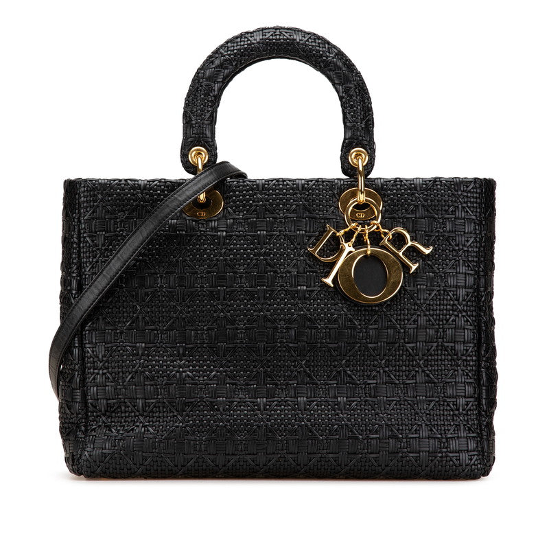 ディオール レディディオール ハンドバッグ ショルダーバッグ 2WAY ブラック レザー レディース Dior 【中古】