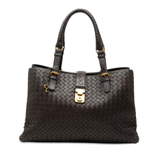 ボッテガヴェネタ イントレチャート ハンドバッグ トートバッグ 171265 ブラウン レザー レディース BOTTEGAVENETA 【中古】