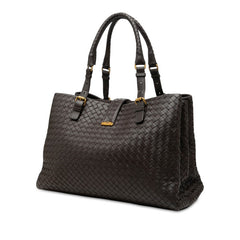 ボッテガヴェネタ イントレチャート ハンドバッグ トートバッグ 171265 ブラウン レザー レディース BOTTEGAVENETA 【中古】