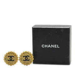 シャネル ヴィンテージ ココマーク ラウンド イヤリング ゴールド ブラック メッキ レディース CHANEL 【中古】