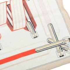 エルメス サングル アン フィネス Les Sangles en Finesse スカーフ ホワイト マルチカラー コットン レディース HERMES 中古
