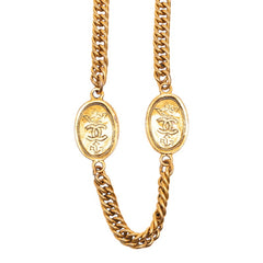 シャネル ココマーク 王冠 チェーンネックレス ゴールド メッキ レディース CHANEL 【中古】
