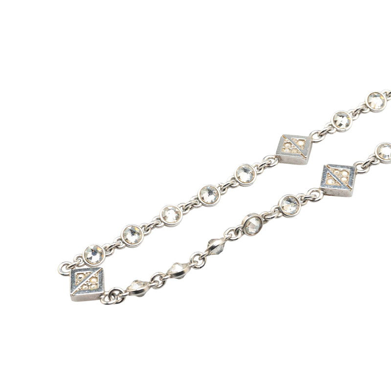 ディオール チェーン ネックレス シルバー メタル ラインストーン レディース Dior 【中古】