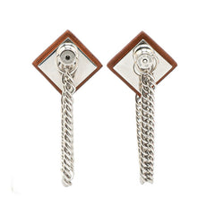 エルメス グルメット エケストル ピアス シルバー ブラウン メタル レディース HERMES 【中古】