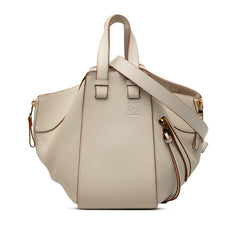 ロエベ アナグラム ハンモック スモール ハンドバッグ ショルダーバッグ ドローストリング 2WAY ホワイト レザー レディース LOEWE 【中古】