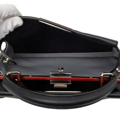 フェンディ ピーカブー レギュラー ハンドバッグ ショルダーバッグ 2WAY 8BN290 ネイビー系 レッド レザー レディース FENDI 【中古】