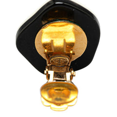 シャネル カメリア ココマーク イヤリング ブラック ホワイト プラスチック メッキ レディース CHANEL 【中古】