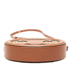 セリーヌ トリオンフ オーバルパース キュイル 斜め掛け ショルダーバッグ ブラウン マルチカラー レザー ウール レディース CELINE 【中古】