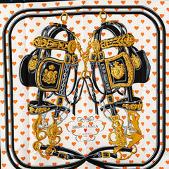 エルメス カレ90 BRIDES de GALA LOVE 式典用の馬勒 スカーフ ブラック マルチカラー シルク レディース HERMES 【中古】