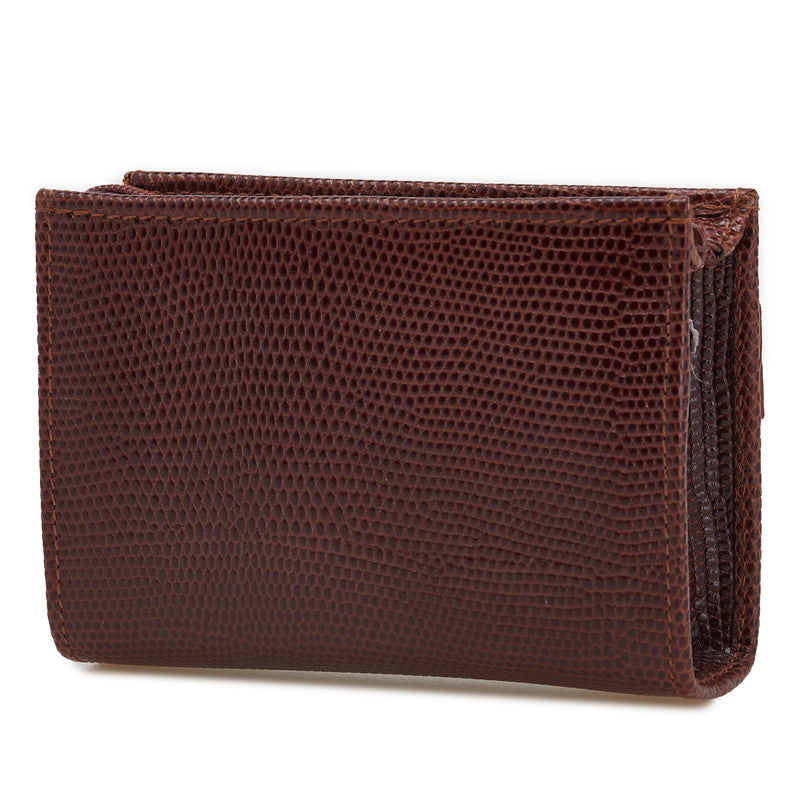 サルヴァトーレフェラガモ ヴァラリボン リザード型押し ポーチ 小物入れ ブラウン レザー レディース Salvatore Ferragamo 【中古】