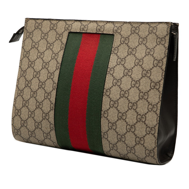 グッチ GGスプリーム シェリーライン クラッチバッグ セカンドバッグ 475316 ベージュ PVC レザー レディース GUCCI 【中古】
