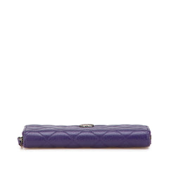 シャネル マトラッセ ココマーク 長財布 ラウンドファスナー パープル シルバー ラムスキン レディース CHANEL 【中古】
