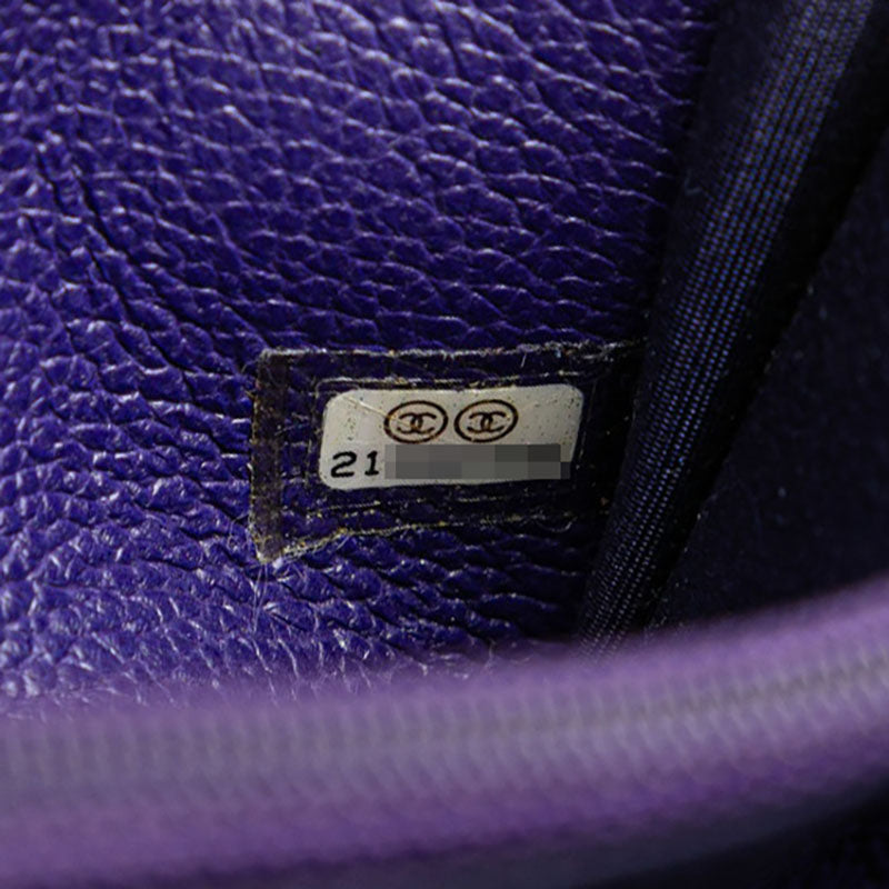 シャネル マトラッセ ココマーク 長財布 ラウンドファスナー パープル シルバー ラムスキン レディース CHANEL 【中古】