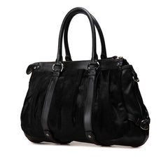 セリーヌ マカダム トリオンフ ハンドバッグ ショルダーバッグ 2WAY ブラック レザー ハラコ レディース CELINE 【中古】