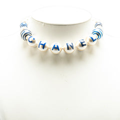 シャネル ココマーク ロゴ ネックレス ゴールド ブルー フェイクパール メッキ レディース CHANEL 【中古】