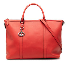 グッチ インターロッキングG トートバッグ ショルダーバッグ 2WAY 339550 レッド レザー レディース GUCCI 【中古】