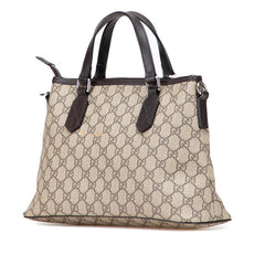 グッチ GGスプリーム トートバッグ ショルダーバッグ 2WAY 429019 ベージュ ブラウン PVC レザー レディース GUCCI 【中古】