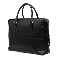 プラダ 三角ロゴプレート サフィアーノ ハンドバッグ ブリーフケース ブラック レザー レディース PRADA 中古