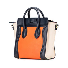 セリーヌ ラゲージ ナノショッパー ハンドバッグ ショルダーバッグ 2WAY オレンジ ブラック ベージュ レザー レディース CELINE 【中古】