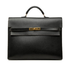エルメス ケリーデペッシュ38 ハンドバッグ ビジネスバッグ ブリーフケース ブラック アルデンヌ レディース HERMES 【中古】