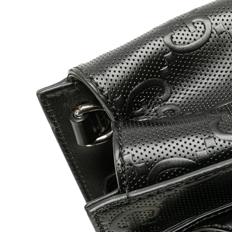 グッチ GGエンボス ジャンボGG ハンドバッグ ショルダーバッグ 2WAY 696010 ブラック レザー レディース GUCCI 【中古】