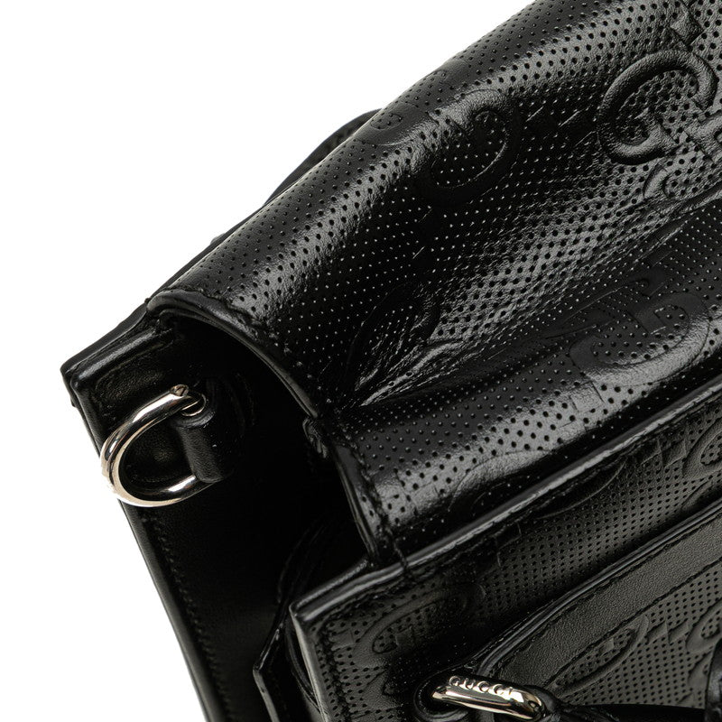 グッチ GGエンボス ジャンボGG ハンドバッグ ショルダーバッグ 2WAY 696010 ブラック レザー レディース GUCCI 【中古】