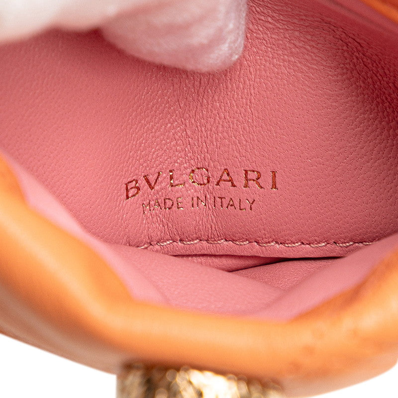 ブルガリ セルペンティ カボション フォンケース 斜め掛け ミニショルダーバッグ サーモンピンク レザー レディース BVLGARI 【中古】