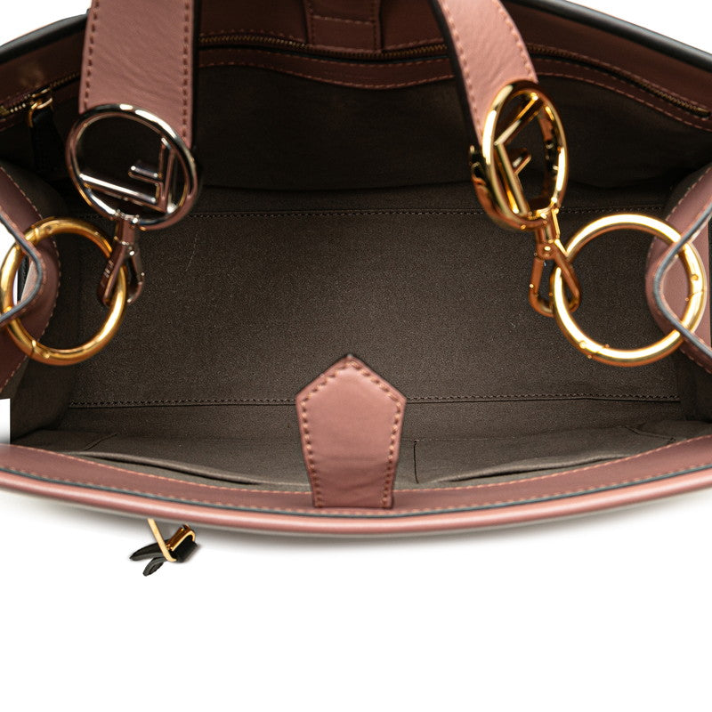 フェンディ ラナウェイ ハンドバッグ ショルダーバッグ 2WAY 8BH343 ダスティピンク ブラック レザー レディース FENDI 【中古】