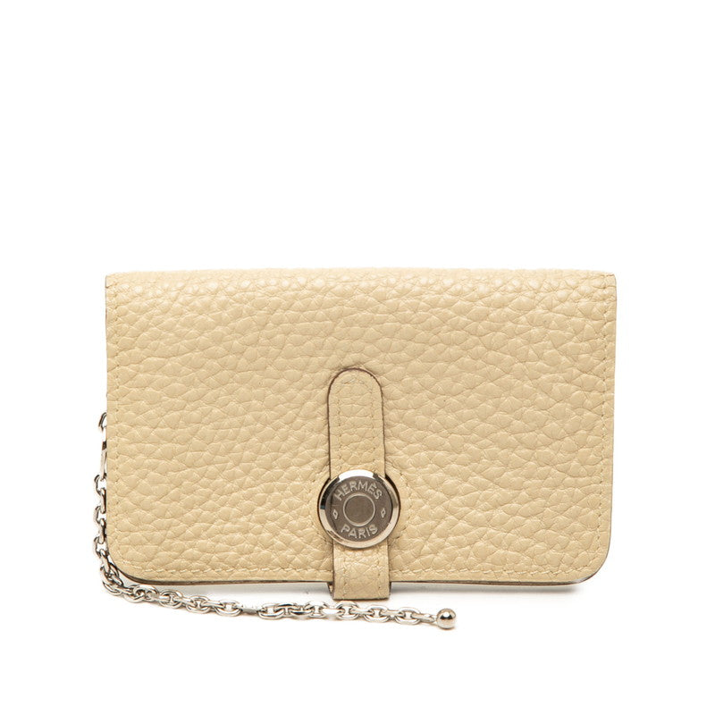 エルメス ドゴン コインケース 小銭入れ ベージュ トリヨンクレマンス レディース HERMES 【中古】