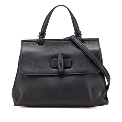 グッチ バンブー デイリー ハンドバッグ ショルダーバッグ 2WAY 370831 ブラック レザー レディース GUCCI 【中古】