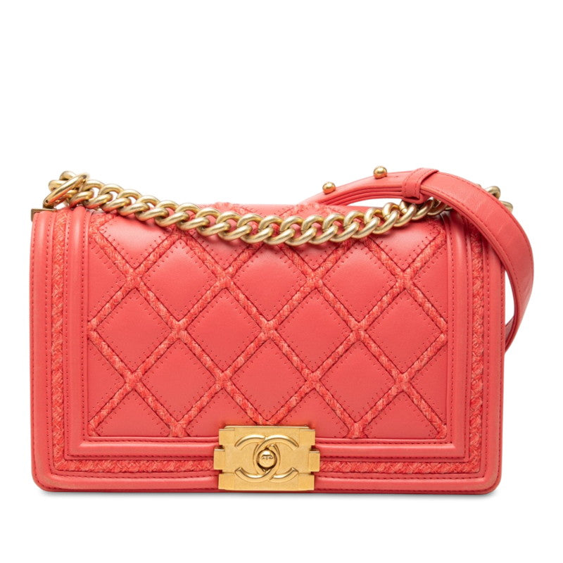 シャネル ココマーク ボーイシャネル25 チェーン ショルダーバッグ ピンク系 ゴールド金具 レザー レディース CHANEL 中古