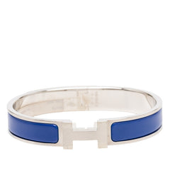 エルメス クリックH PM ブレスレット シルバー ブルー メタル レディース HERMES 【中古】