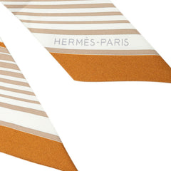 エルメス ツイリー エクスリブリス EX-LIBRIS 横幅スカーフ ナロースカーフ ベージュ系 シルク レディース HERMES 中古
