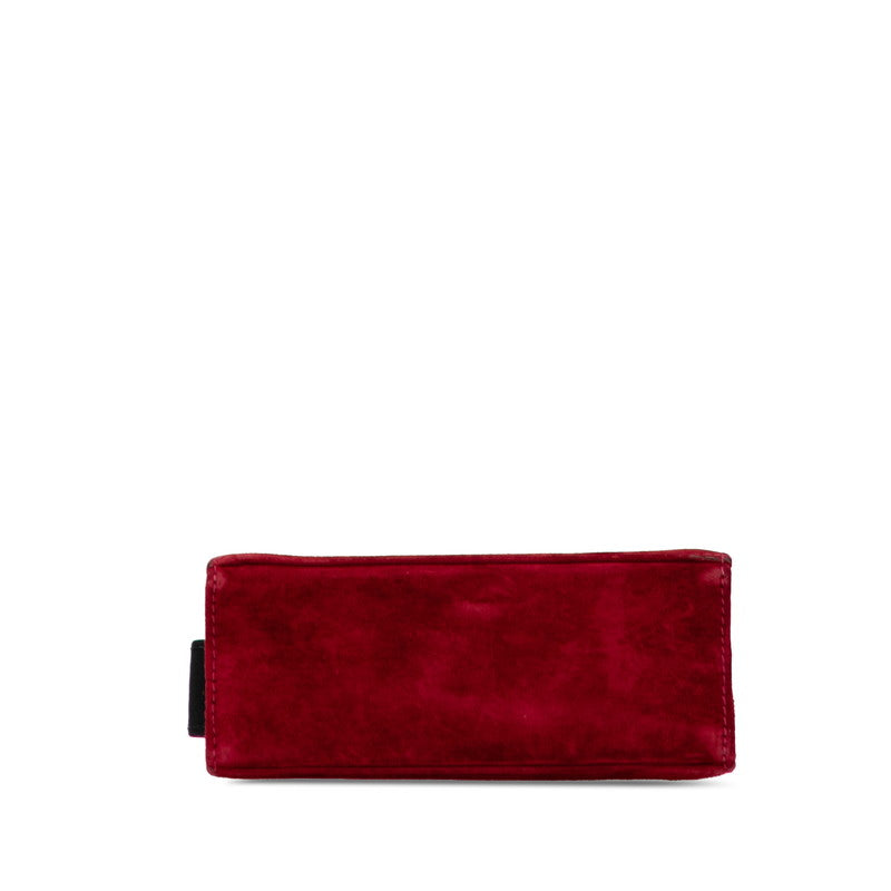 サルヴァトーレフェラガモ ヴァラリボン ハンドバッグ ショルダーバッグ 2WAY レッド ブラック スウェード レディース Salvatore Ferragamo 【中古】