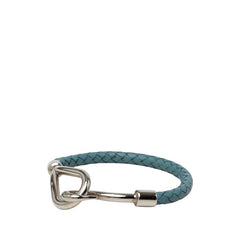 エルメス ジャンボブレス ブレスレット シルバー ブルー メタル レザー レディース HERMES 中古