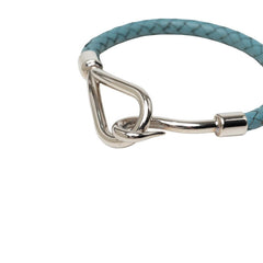 エルメス ジャンボブレス ブレスレット シルバー ブルー メタル レザー レディース HERMES 中古