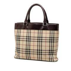 バーバリー ノバチェック トートバッグ ベージュ マルチカラー キャンバス レザー レディース BURBERRY 【中古】