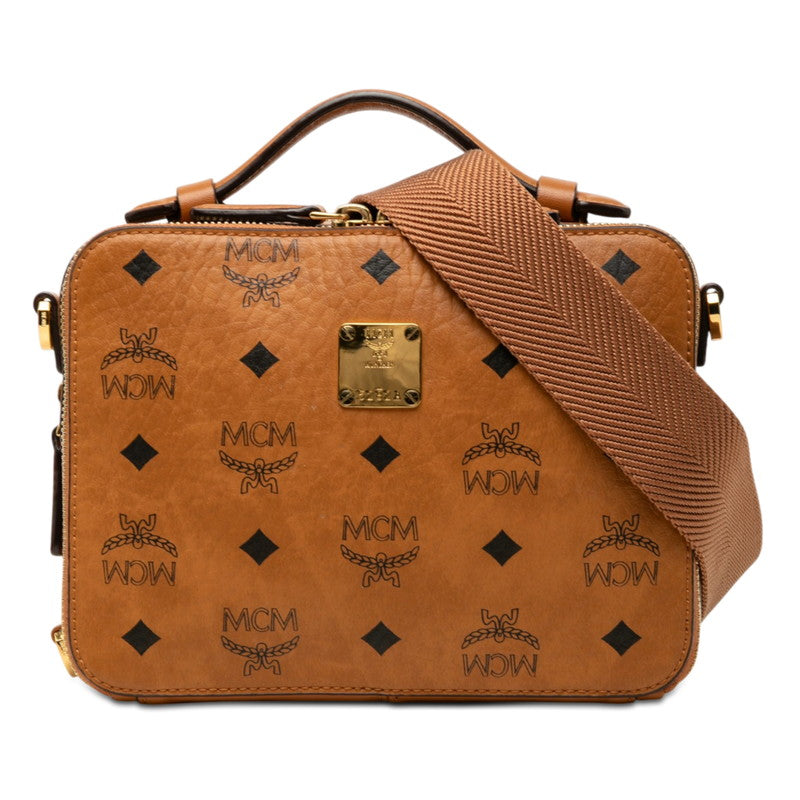 エム シー エム ヴィセトス ロゴグラム ハンドバッグ ショルダーバッグ 2WAY ブラウン PVC レザー レディース MCM 【中古】