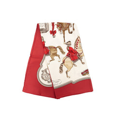 エルメス カレ90 REPRISE 乗馬風景 スカーフ レッド マルチカラー シルク レディース HERMES 【中古】