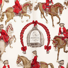 エルメス カレ90 REPRISE 乗馬風景 スカーフ レッド マルチカラー シルク レディース HERMES 【中古】