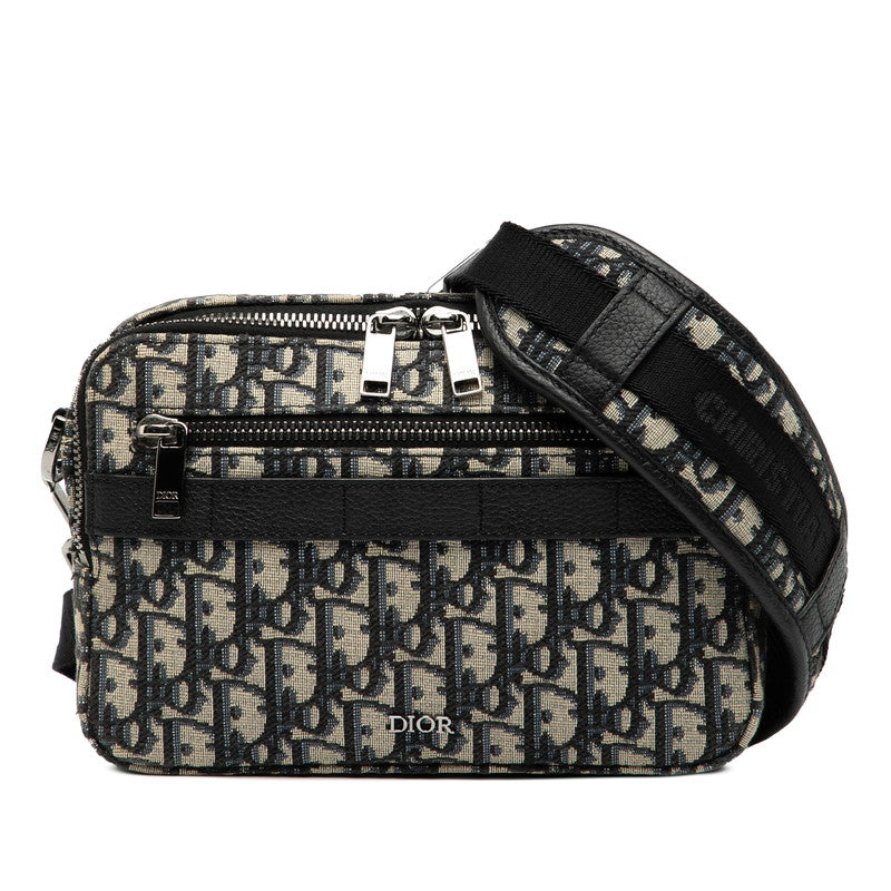 ディオール オブリーク トロッター ショルダーバッグ ベージュ ブラック キャンバス レザー レディース Dior 【中古】