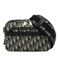 ディオール オブリーク トロッター ショルダーバッグ ベージュ ブラック キャンバス レザー レディース Dior 【中古】