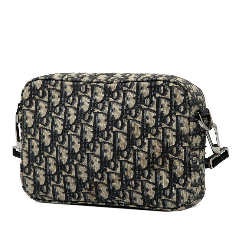 ディオール オブリーク トロッター ショルダーバッグ ベージュ ブラック キャンバス レザー レディース Dior 【中古】