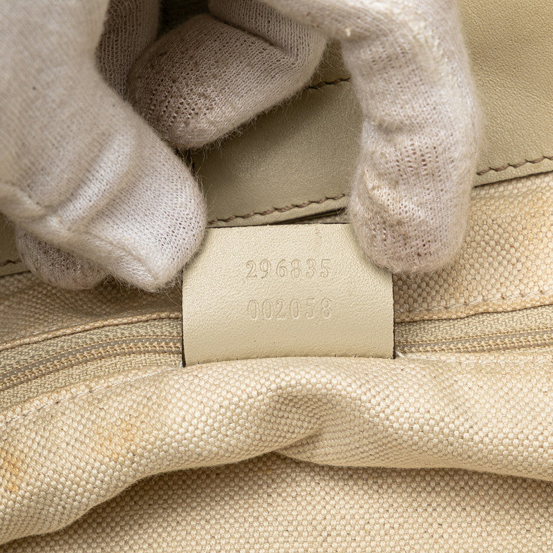 グッチ GGキャンバス スーキー トートバッグ 296835 ベージュ ホワイト キャンバス レザー レディース GUCCI 【中古】