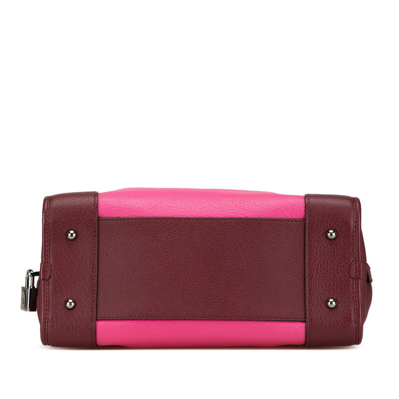 ロエベ アナグラムロゴ アマソナ28 ハンドバッグ ピンク ワインレッド レザー レディース LOEWE 【中古】