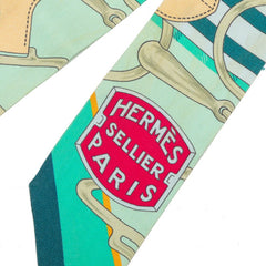 エルメス ツイリー Tatersale タッタソール スカーフ グリーン系 シルク レディース HERMES 中古